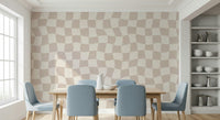 Checkerboard Wavy Checkered Dream pattern beige tones aesthetic mural.