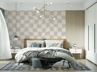 Wavy Checkered Dream wallpaper neutral curved checkered design.