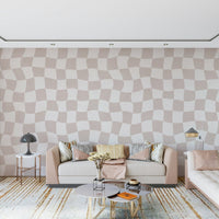 Relaxed Wavy Checkered Dream checkerboard soft monochromatic aesthetic.