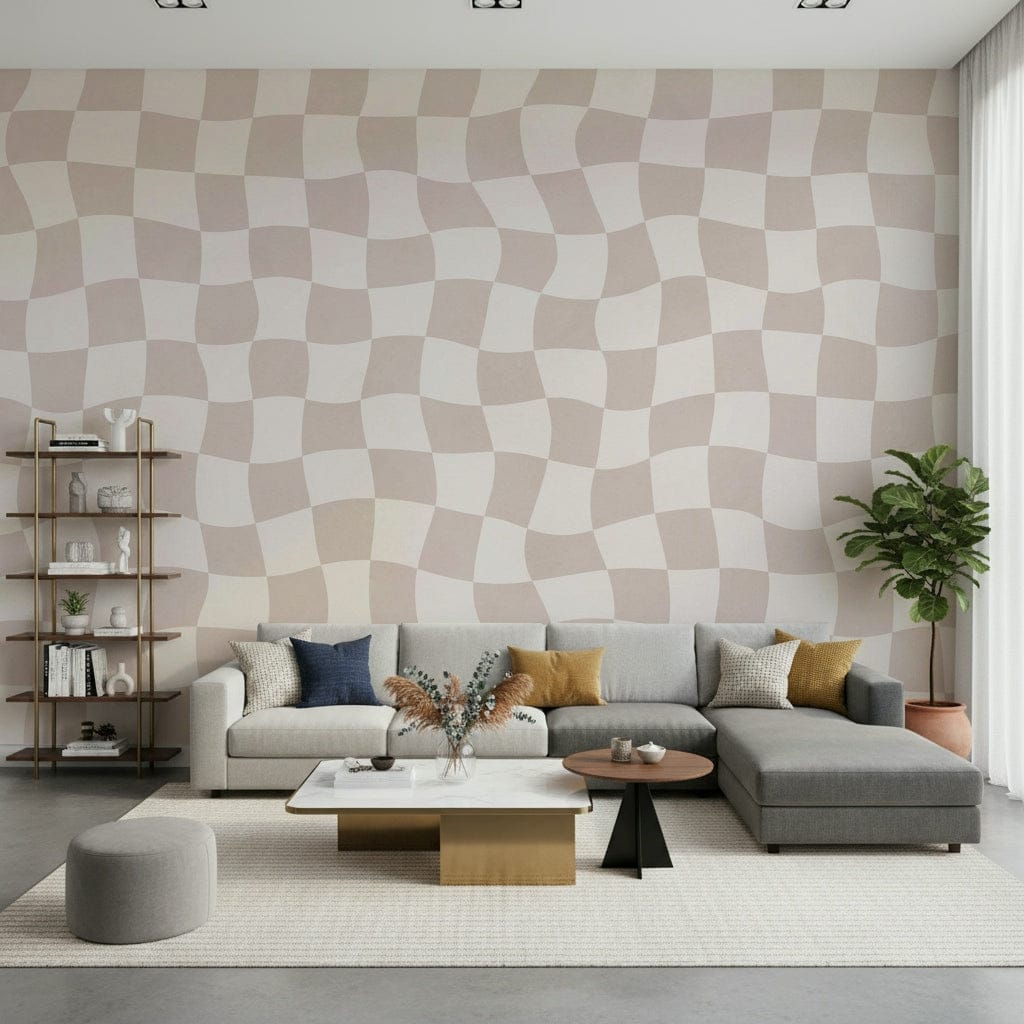 Serene Wavy Checkered Dream gentle checker design interior accent.