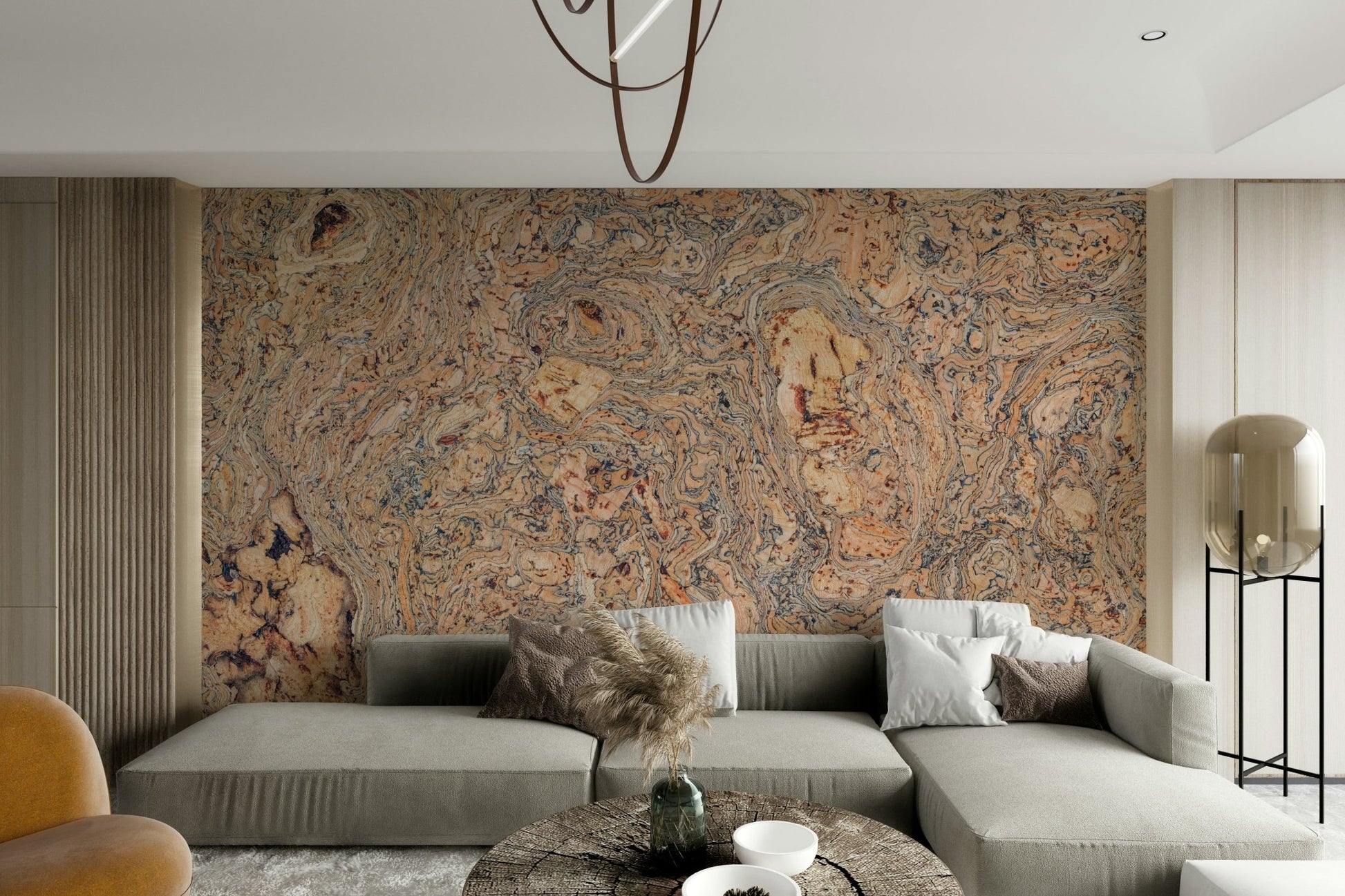 The color palette is composed of natural cork tones, including various shades of brown, beige.