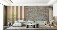 Vintage Weathered Stone Brick mural, rustic home wall decor.