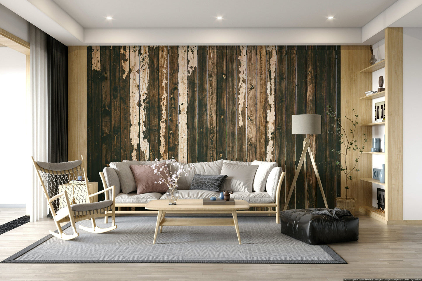 Weathered Wood Wall Mural adding depth, texture, and a cozy, natural ambiance to any room.