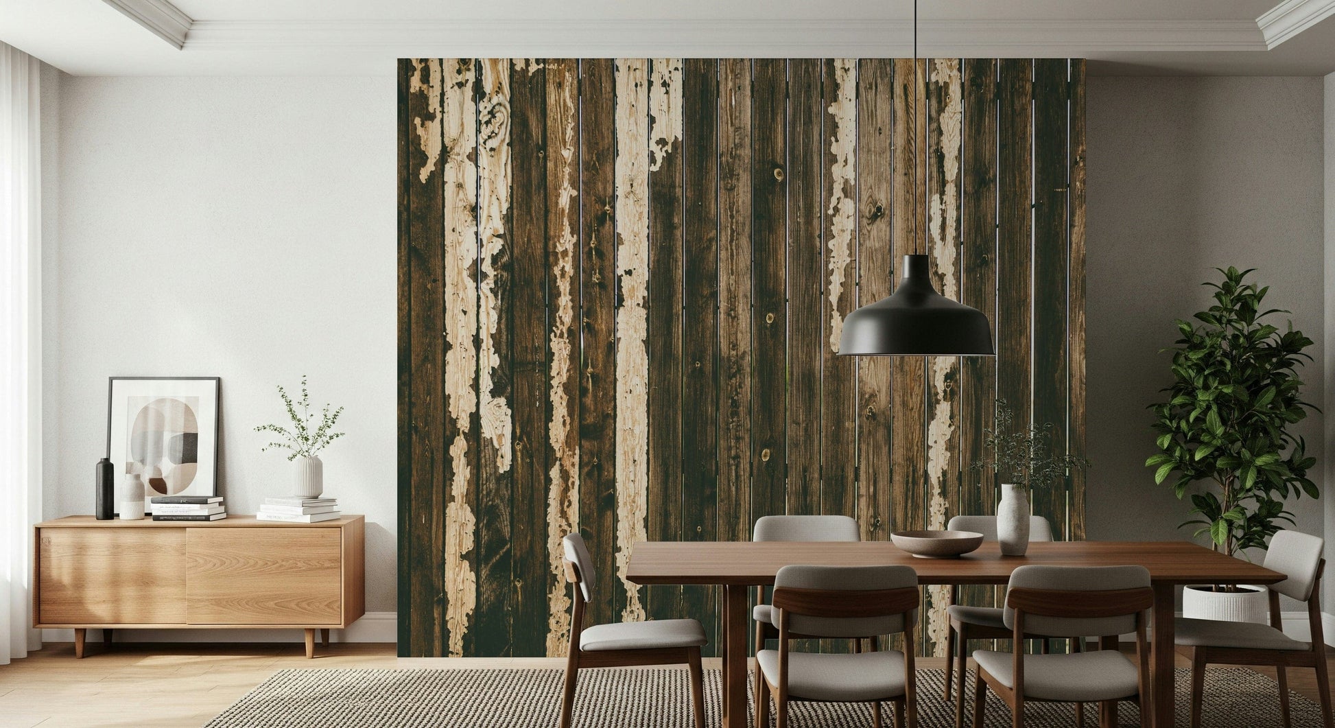 Wall mural showcasing weathered timber textures with subtle color variations for farmhouse or loft décor.