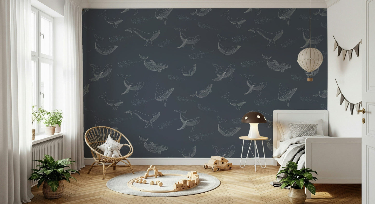 Minimalist marine life wall decor for a sleek studio apartment.