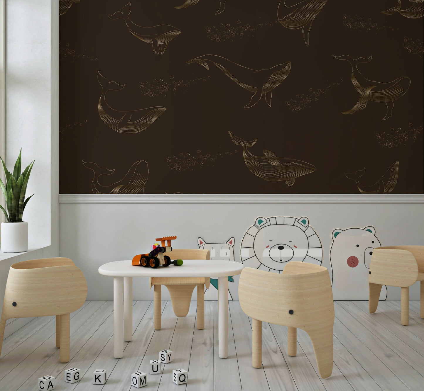 Subtle blue color palette for a relaxing bathroom.