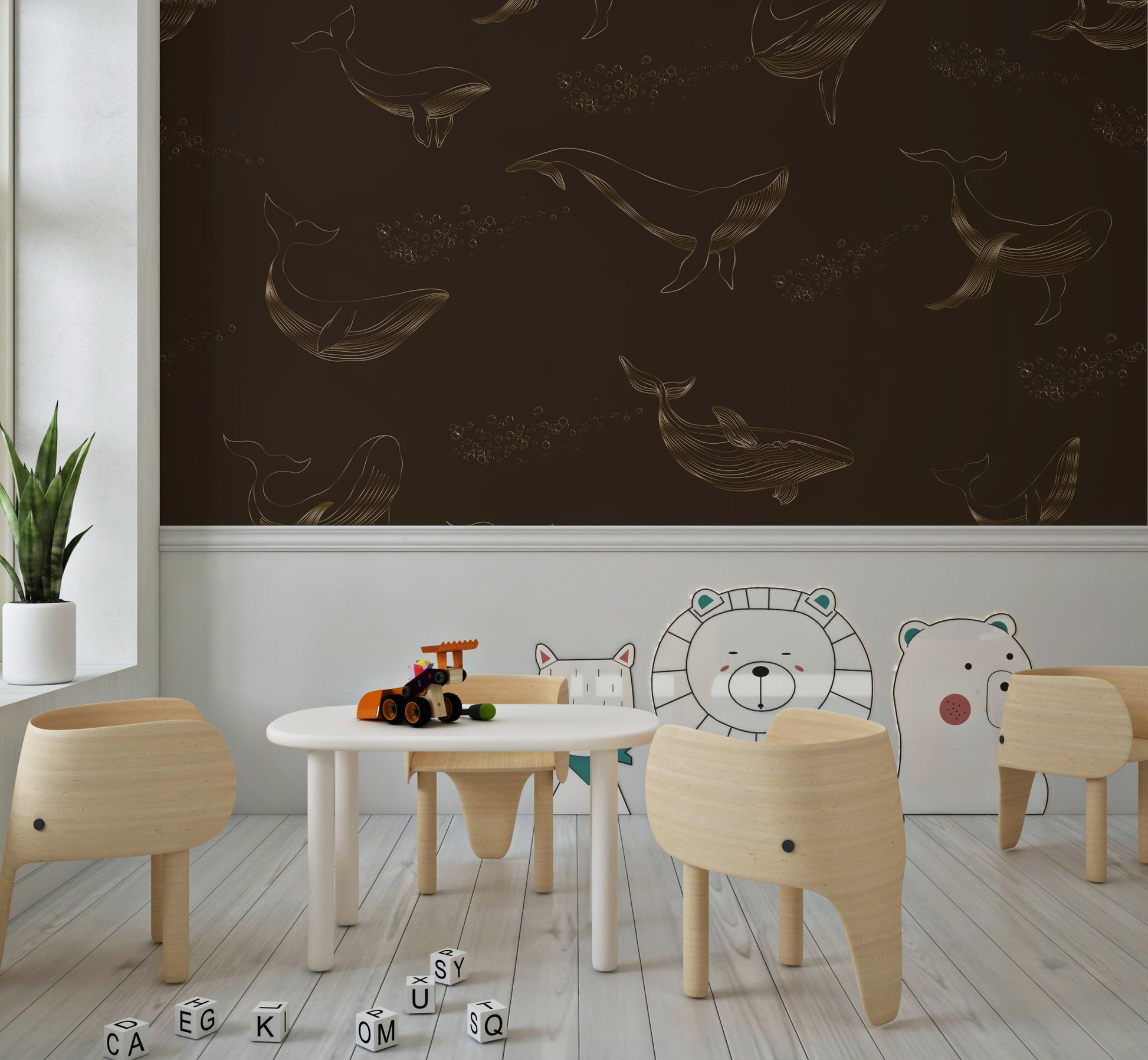 Subtle blue color palette for a relaxing bathroom.