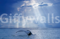 Ocean-themed wallpaper mural in a guest room, soft water hues for a tidy modern look