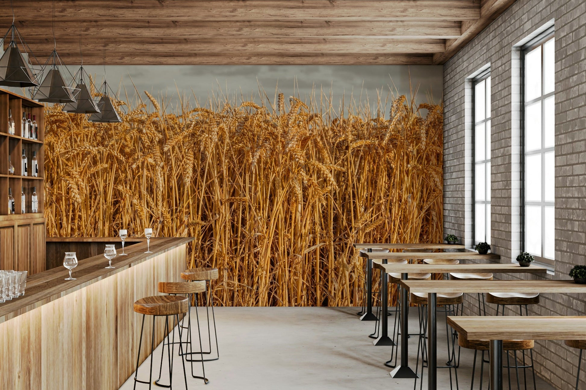 Landscape of wheat mural

