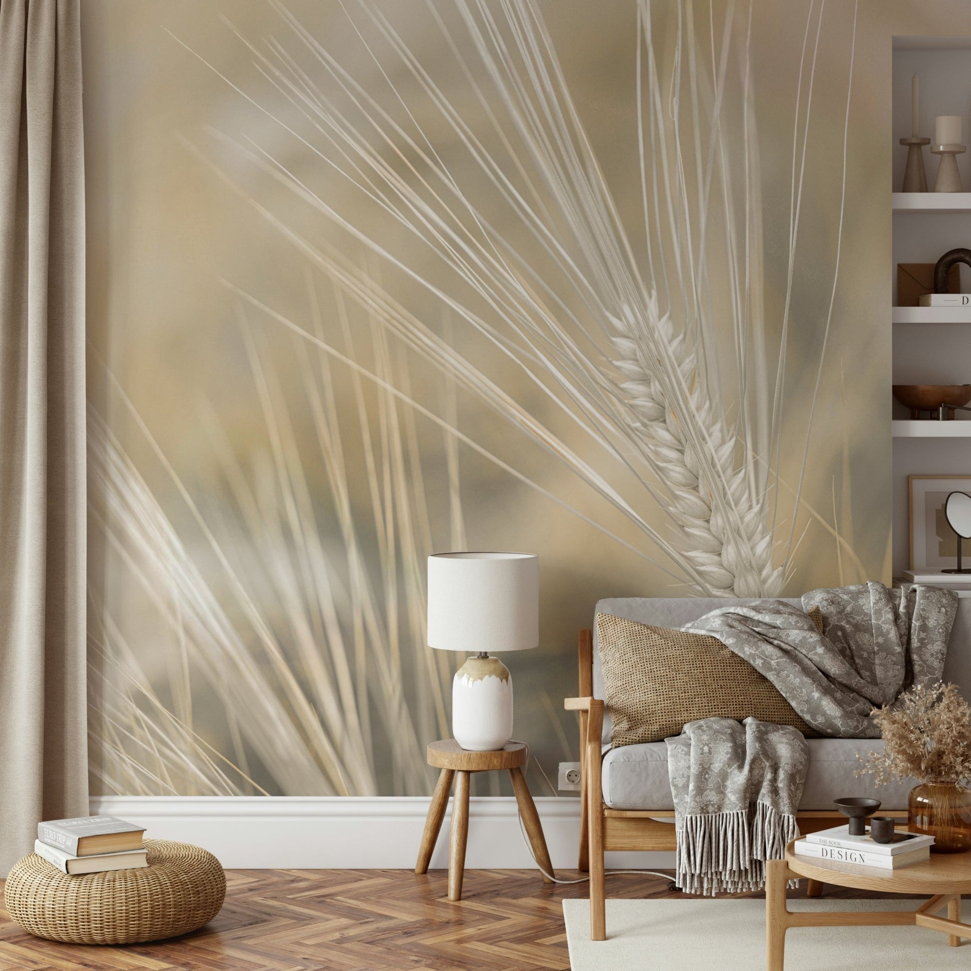Elegant wheat wonders mural wallpaper for nature lovers

