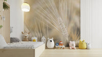 Neutral wheat design for a peaceful wall mural look

