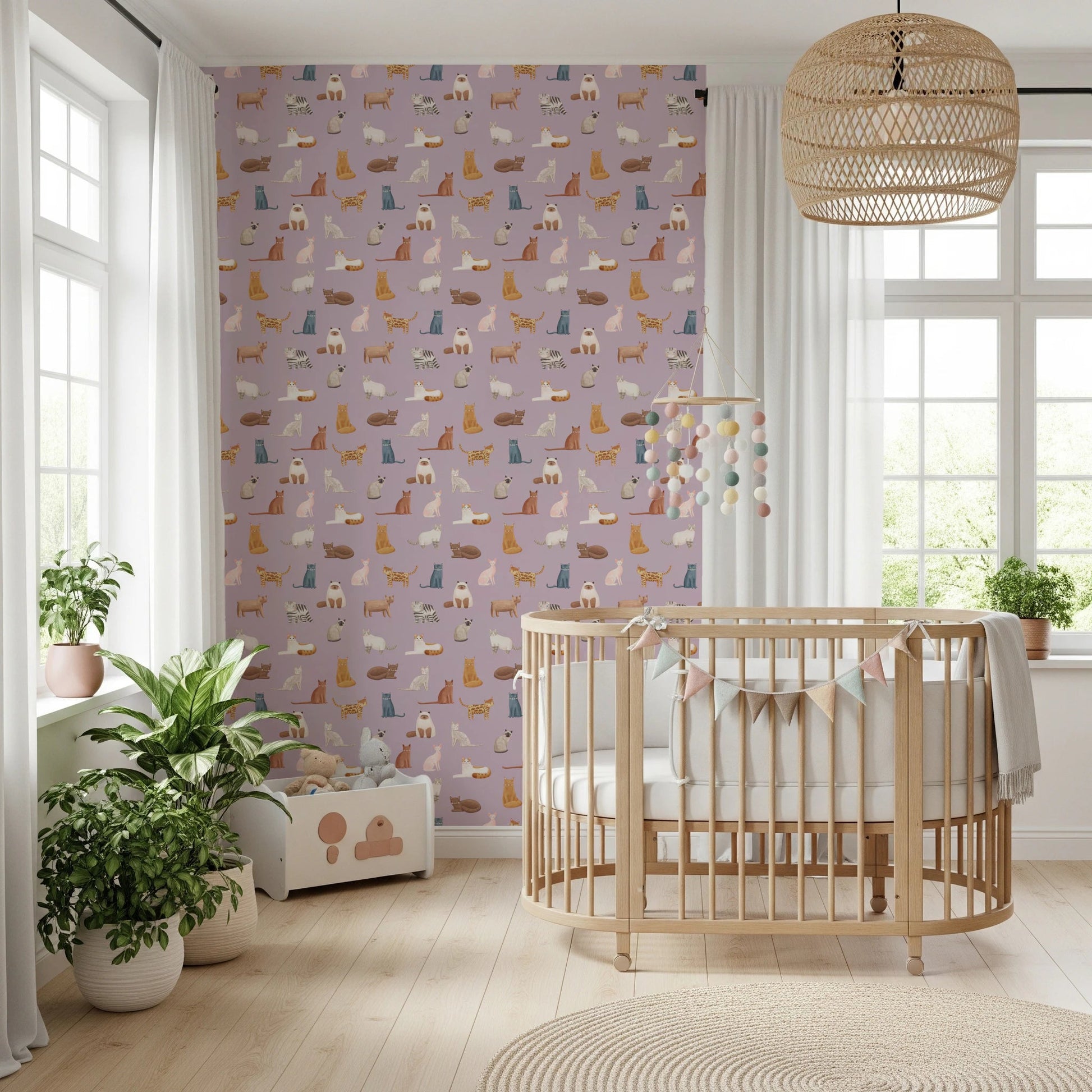 Whimsical Cat Parade Wallpaper⁠