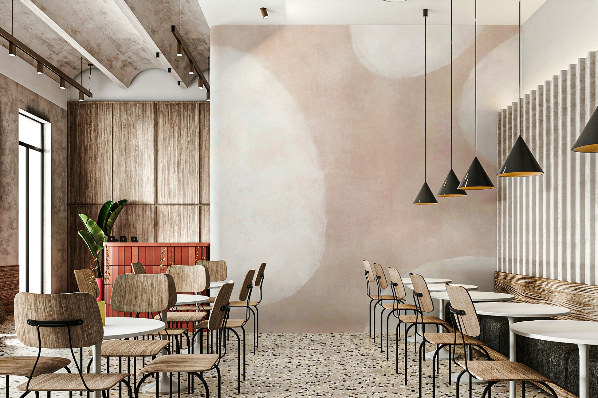 Airy cloudscape mural for interiors

