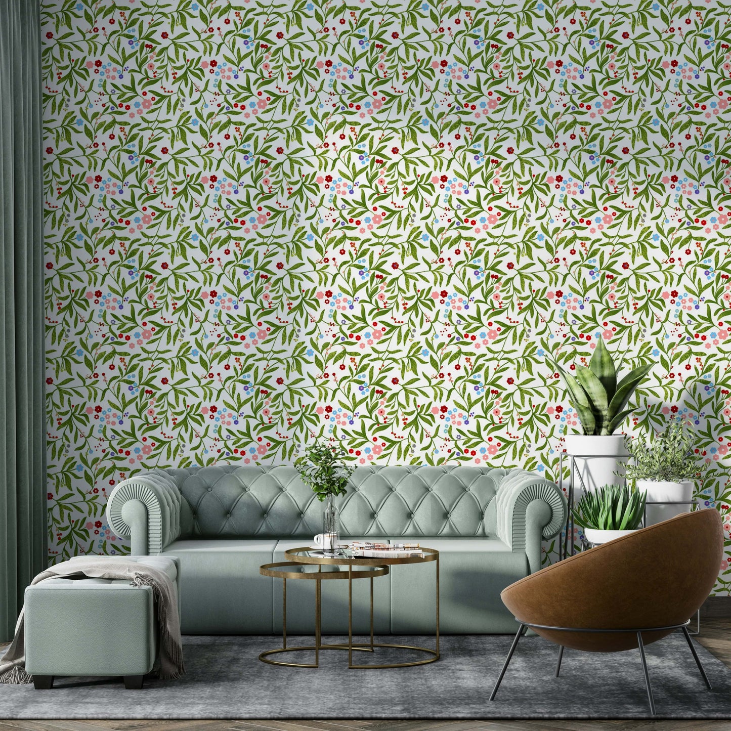The wallpaper for walls being admired in a home.