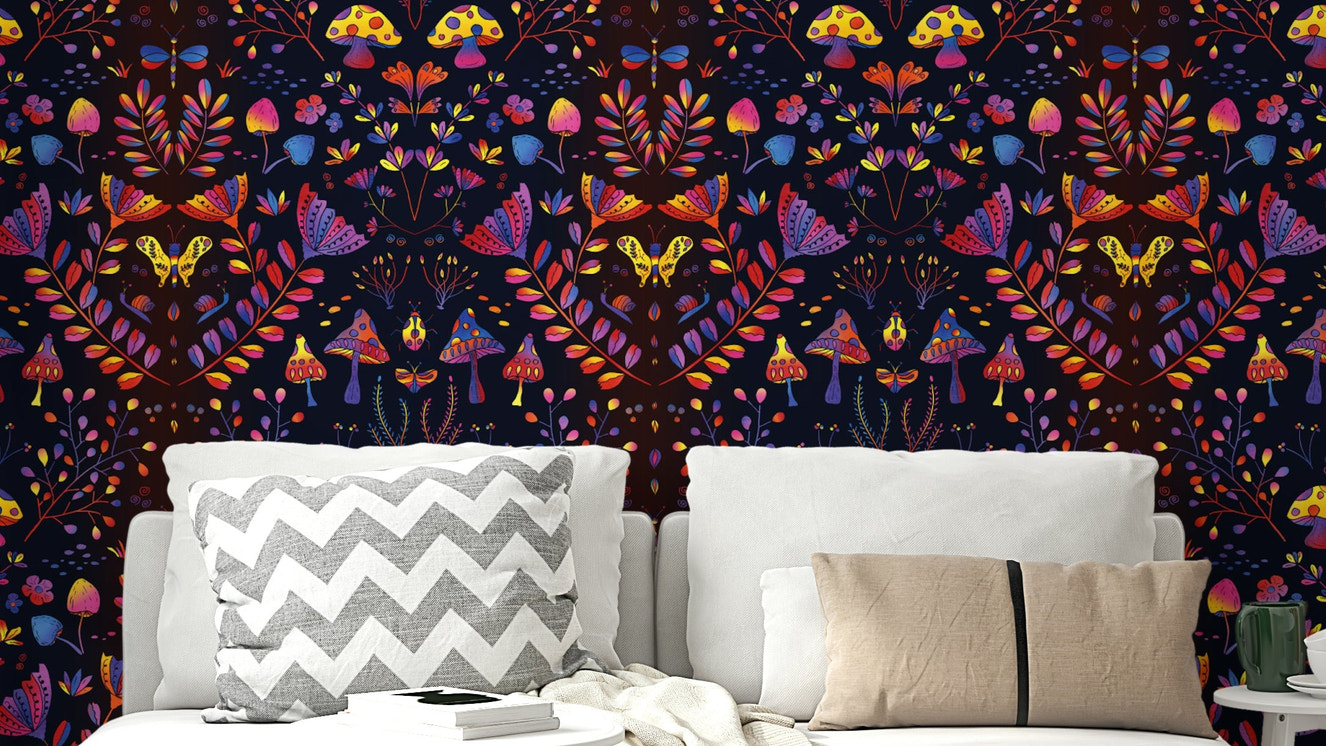 Soft floral wallpaper for kids’ or nursery walls

