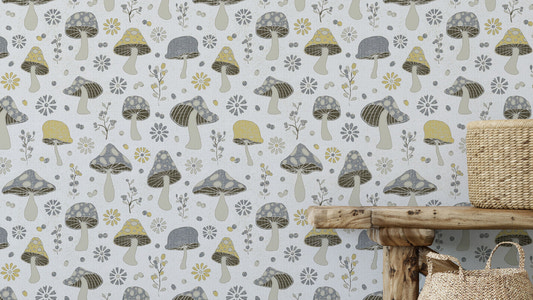 Golden Gray Mushrooms Wallpaper