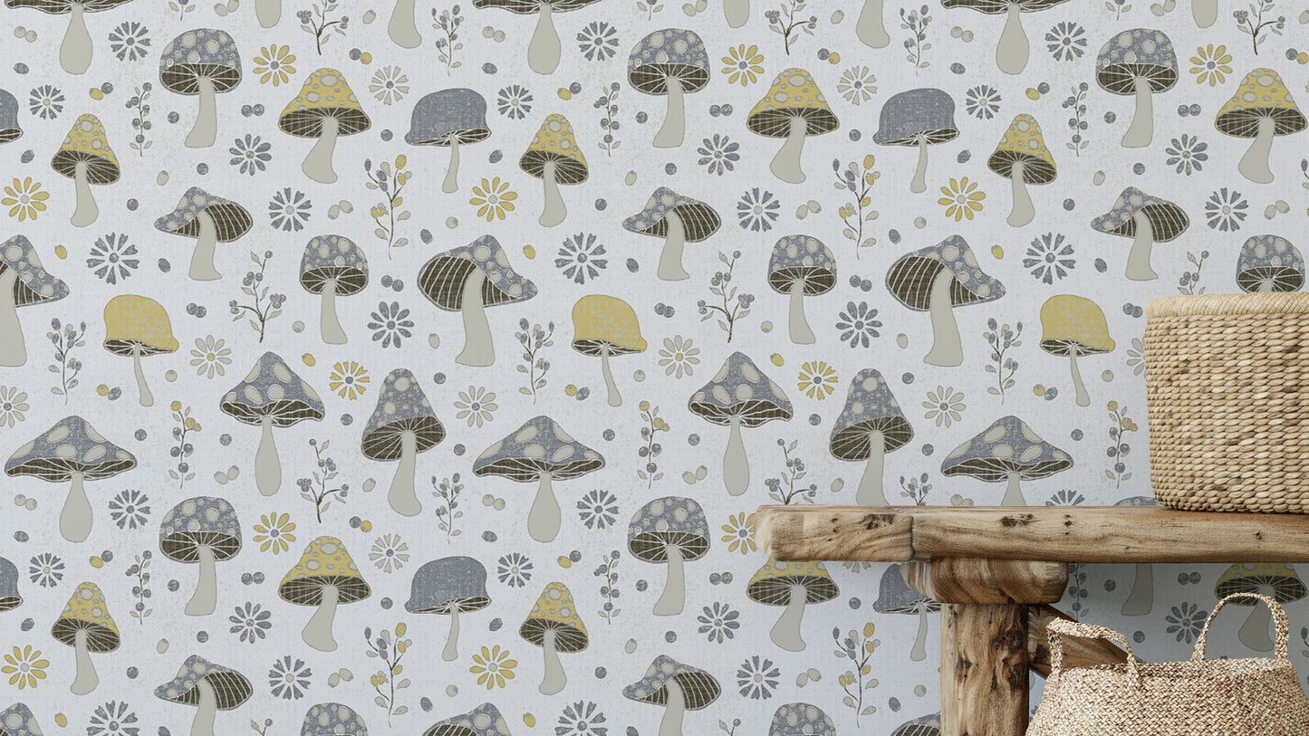 Golden and Gray Mushrooms Wallpaper