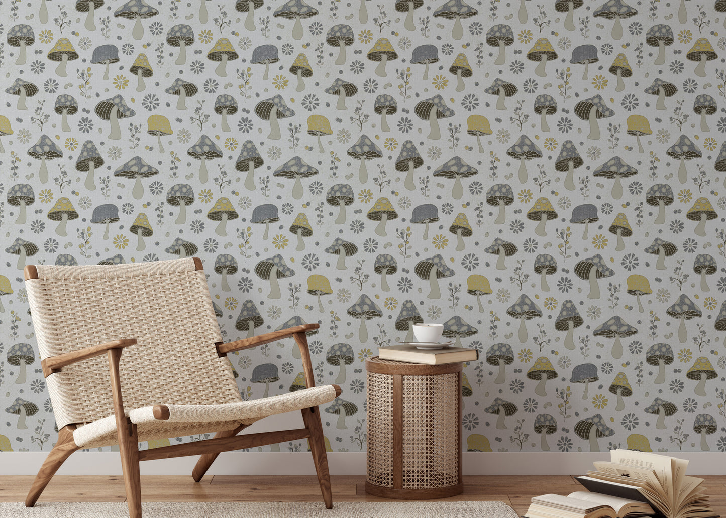 Golden and Gray Mushrooms Wallpaper