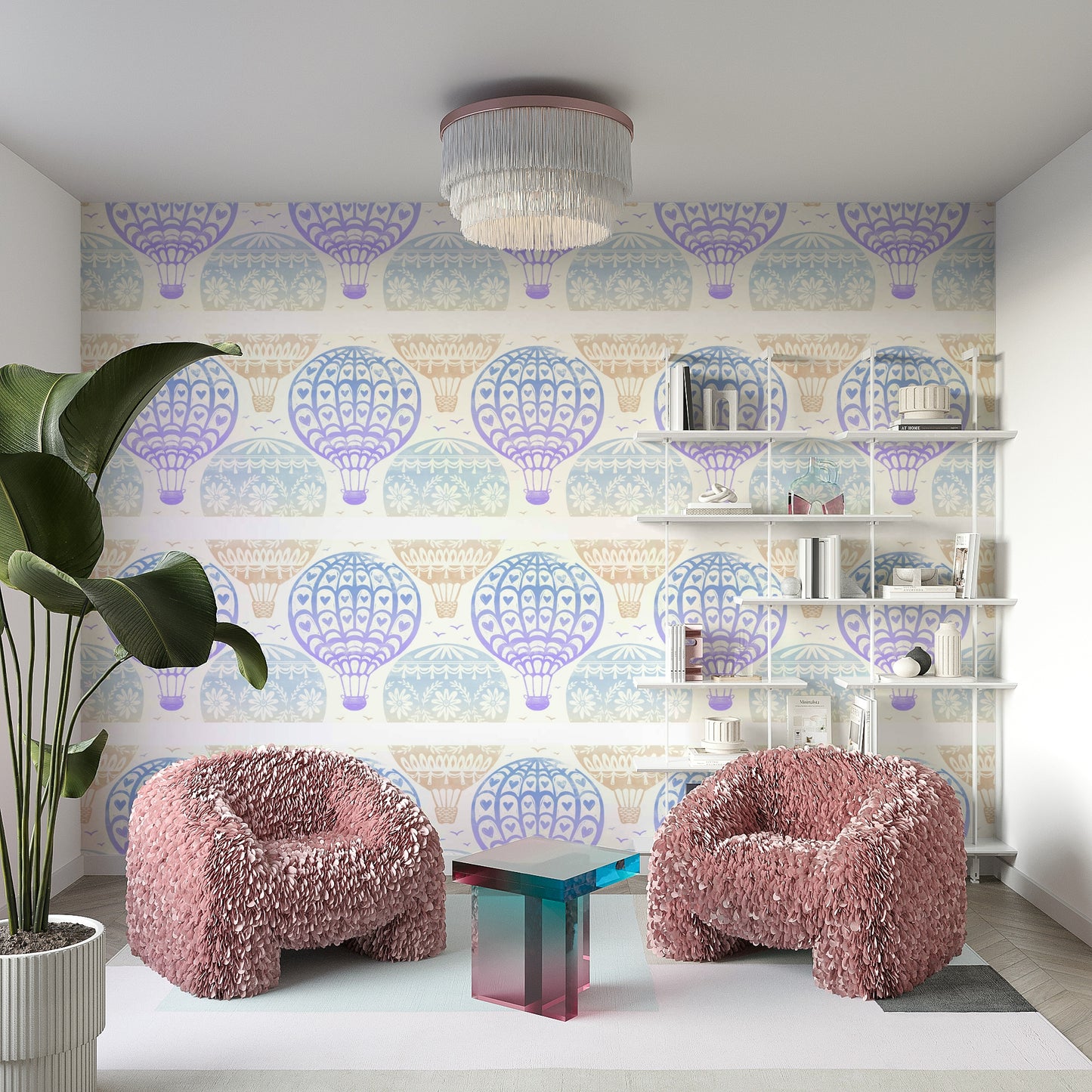 Whimsical heart balloon wall art for kids

