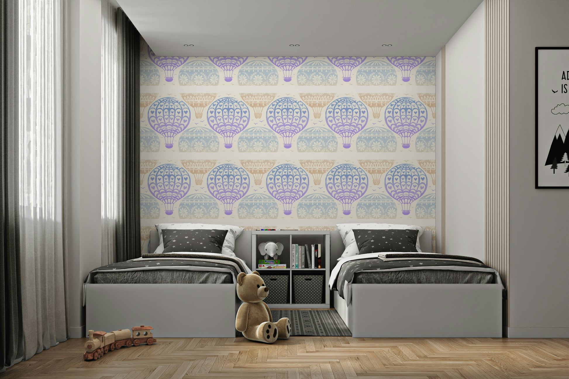 Decorative balloon wallpaper for kids rooms

