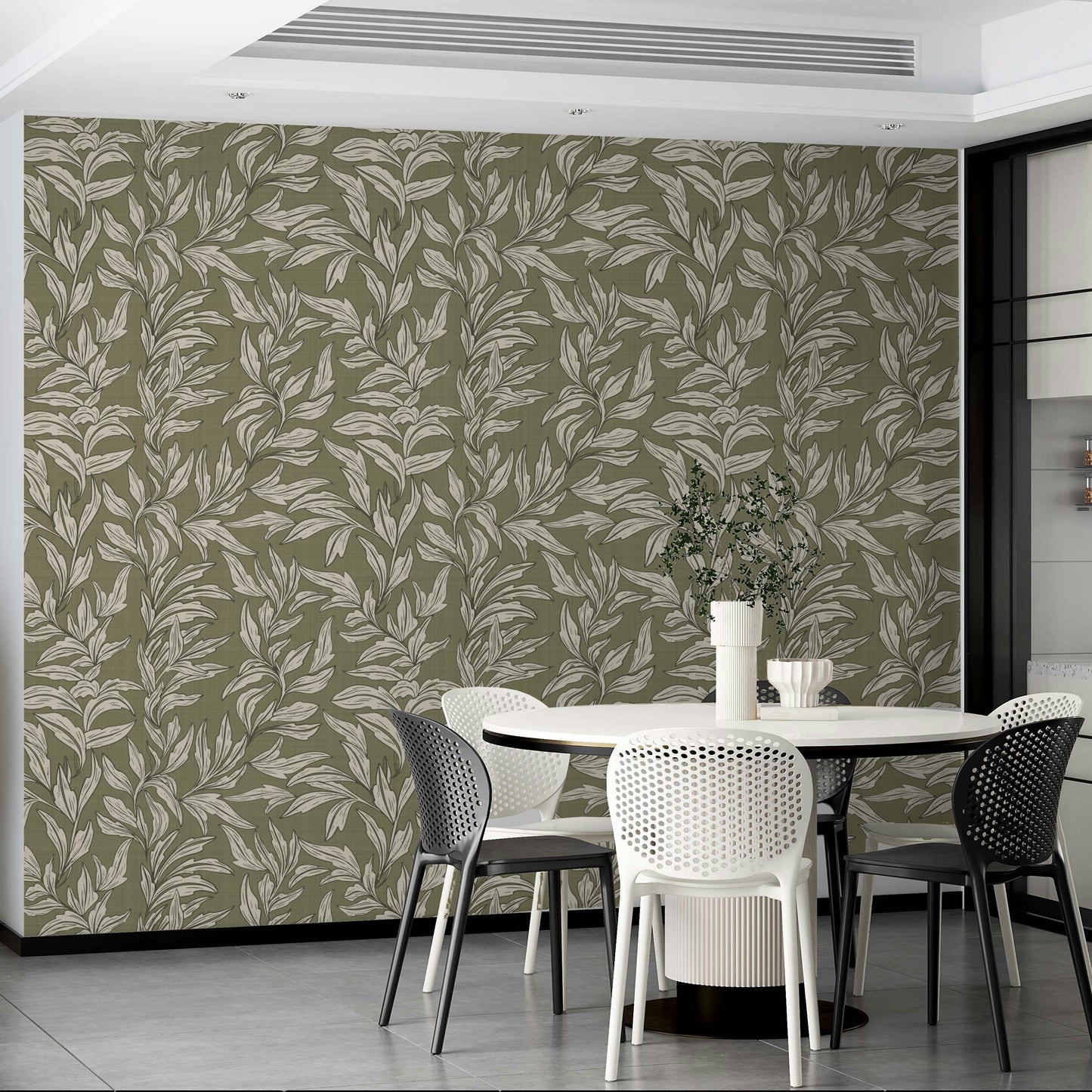 Decorative wallpaper with fun leaf illustrations

