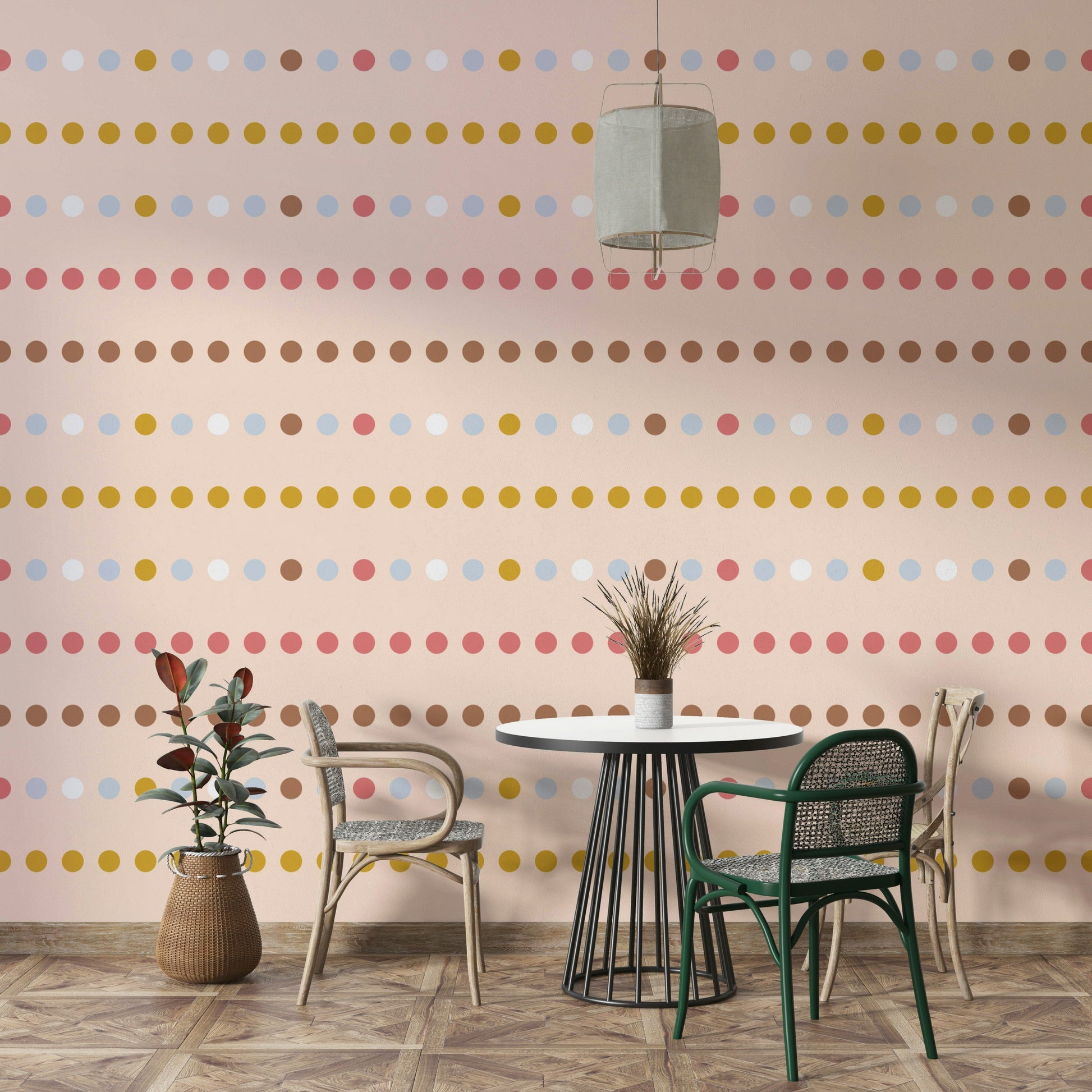 A classic polka dot wallpaper for walls.


