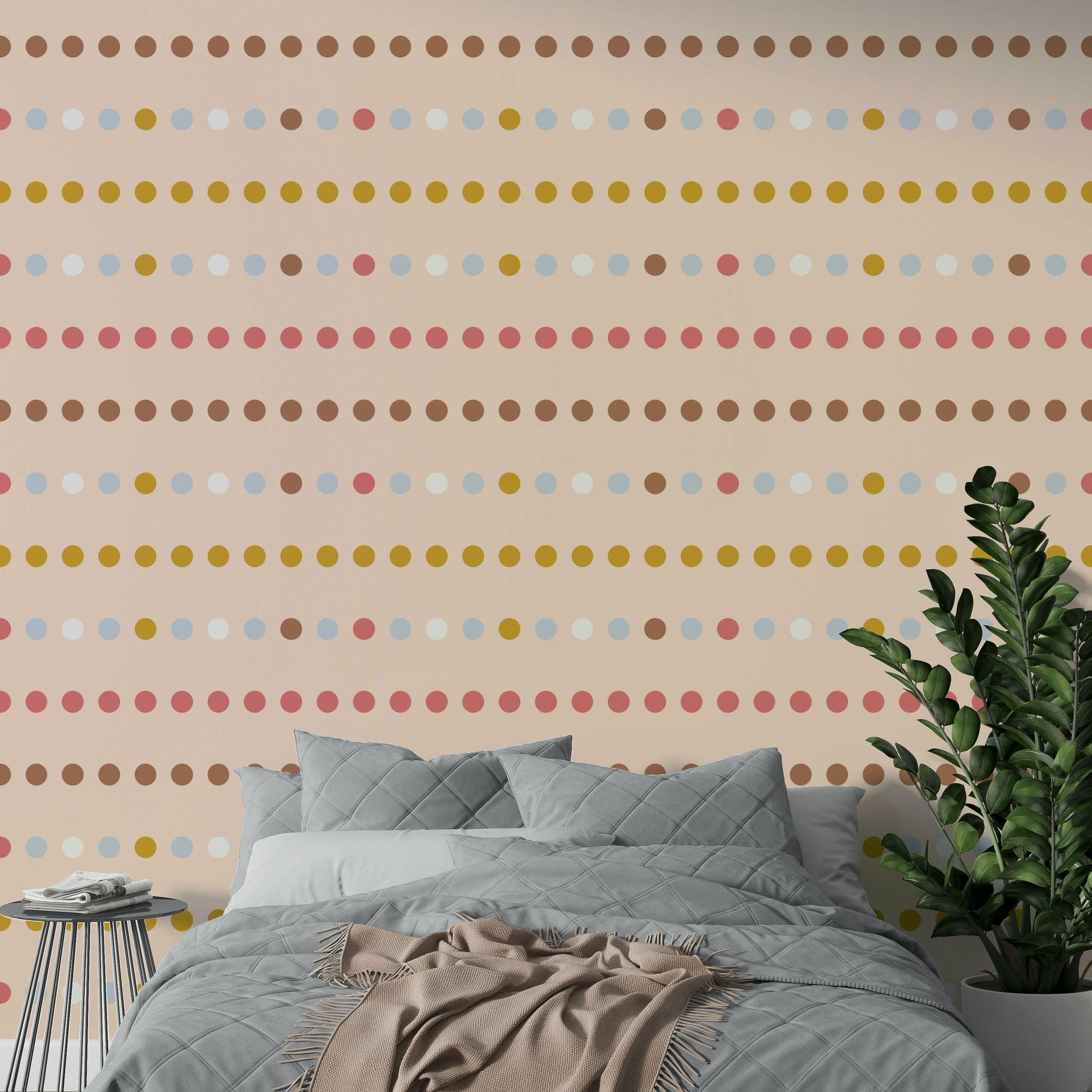 A beautiful polka dot wallpaper mural for a modern home.

