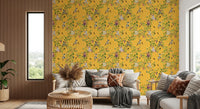 Whimsical Rococo Monkeys Wine Festival Vintage Aristocratic Vineyard Garden yellow Wallpaper⁠