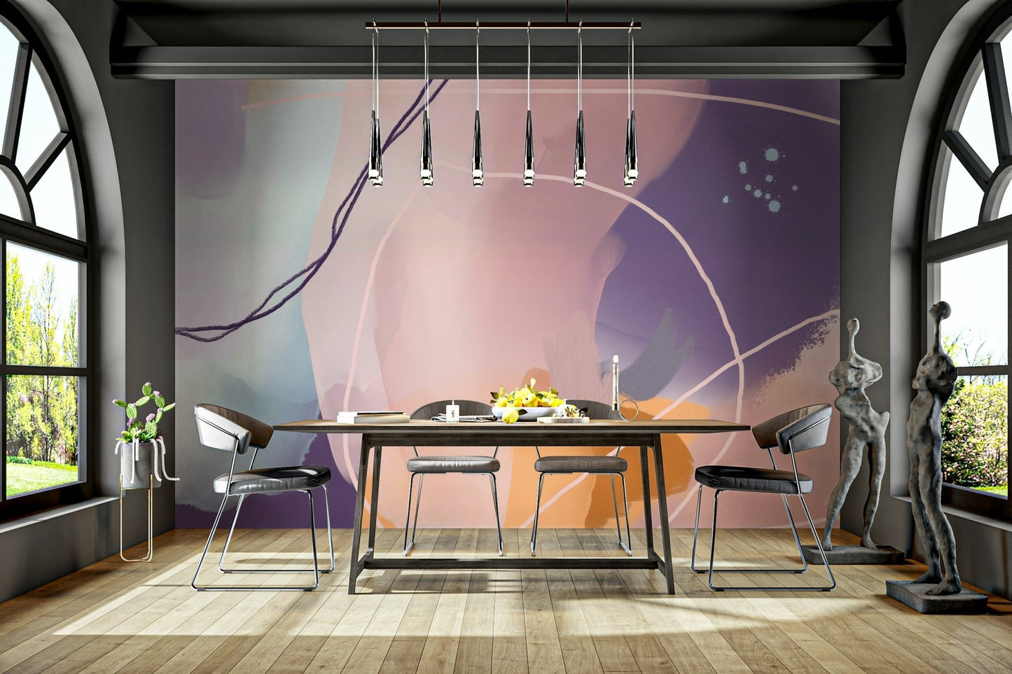Stylish wall mural blending grace and imagination

