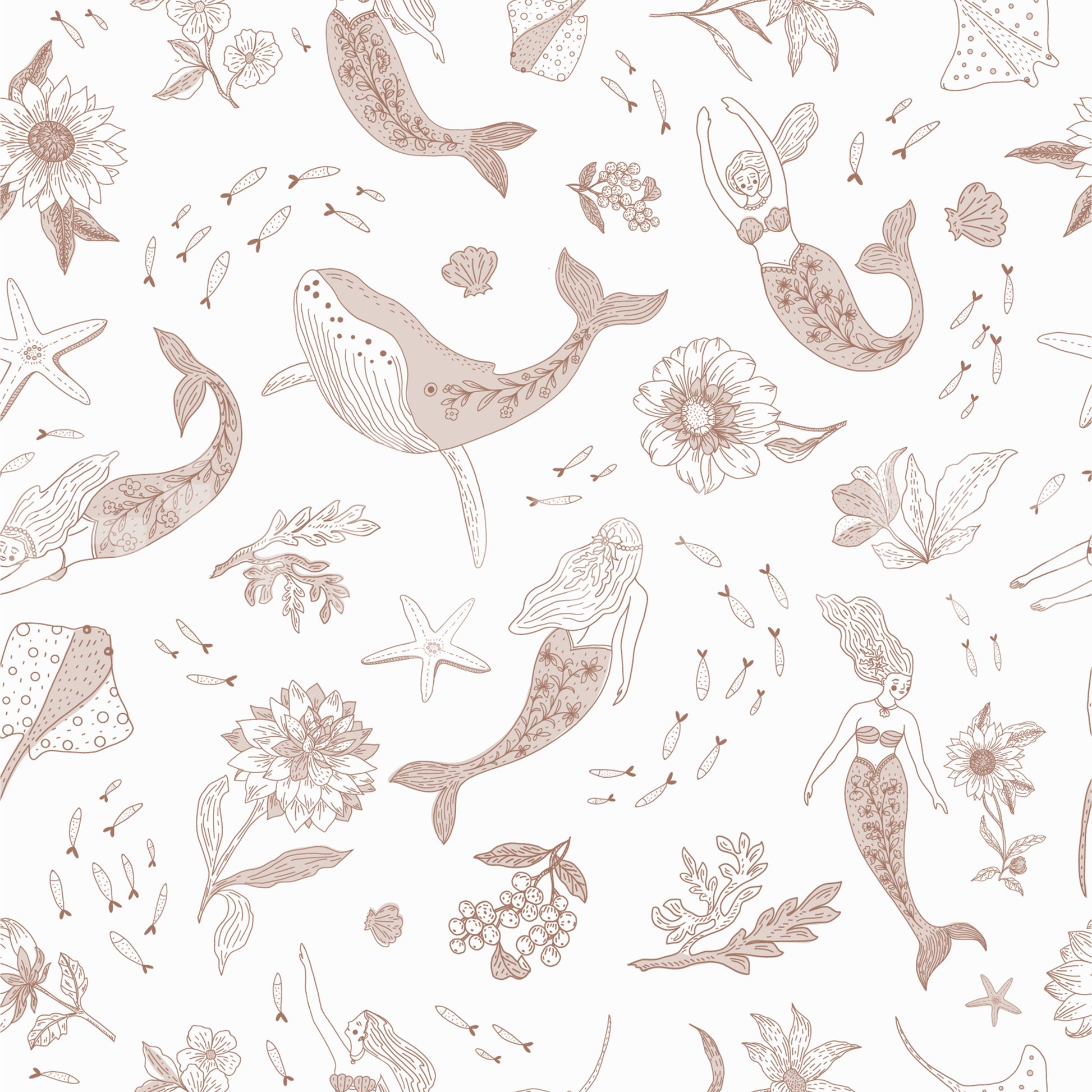 Whimsical underwater wallpaper with vibrant sea life

