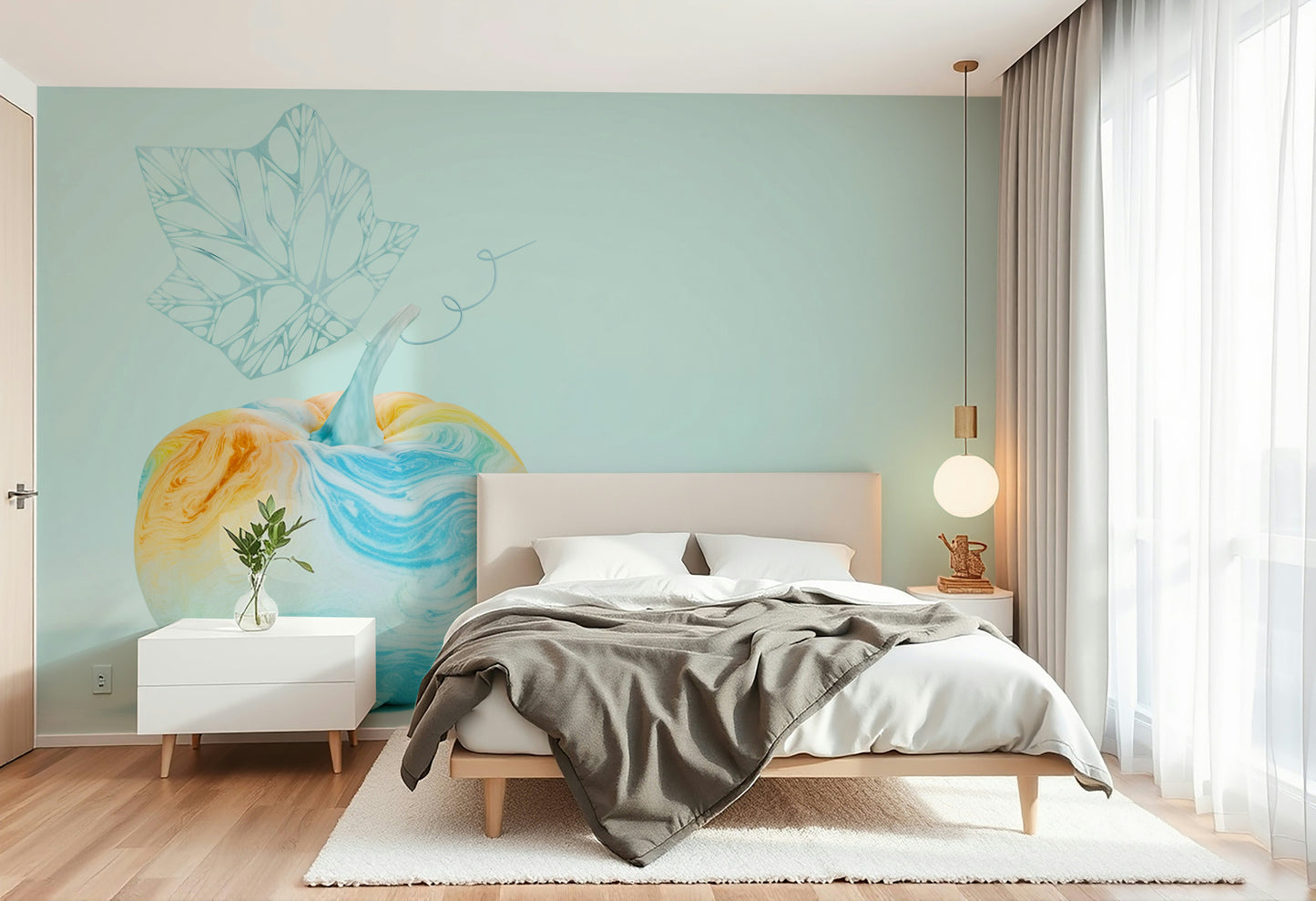 Whimsical Watercolour Pumpkins Wall Mural