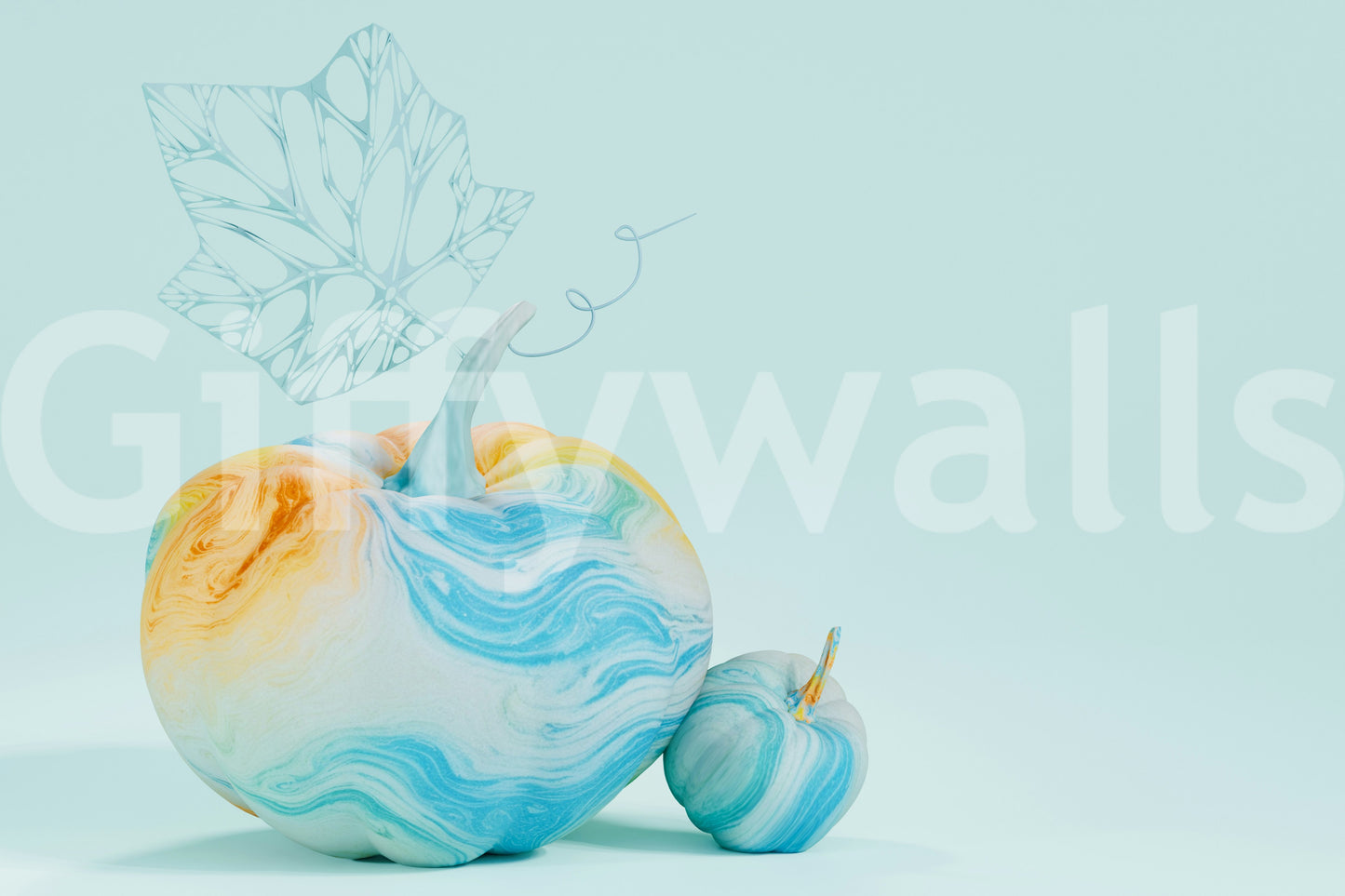 Whimsical Watercolour Pumpkins Wall Mural