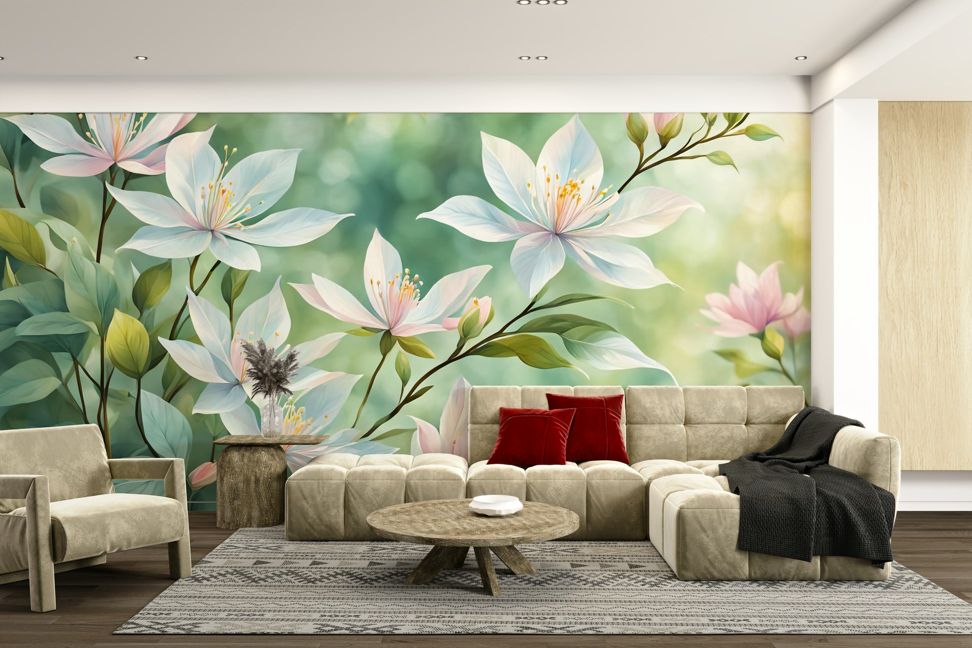 White flower wallpaper with light, dreamy aesthetic

