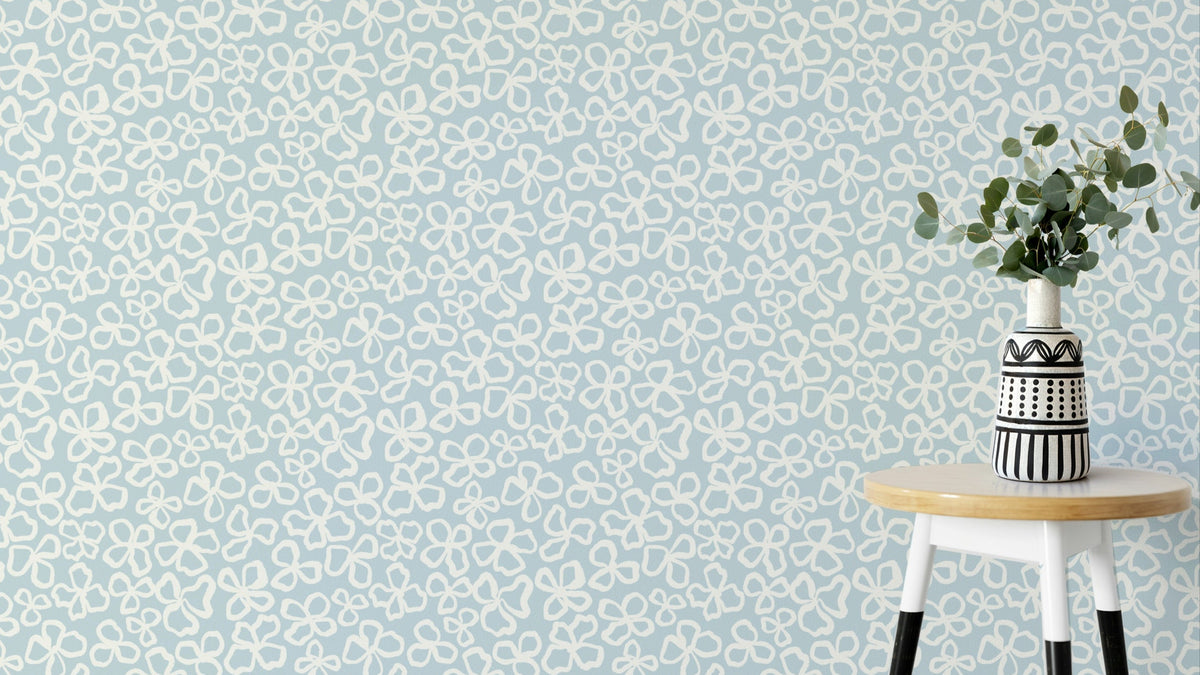 White flower wallpaper with whimsical botanical charm

