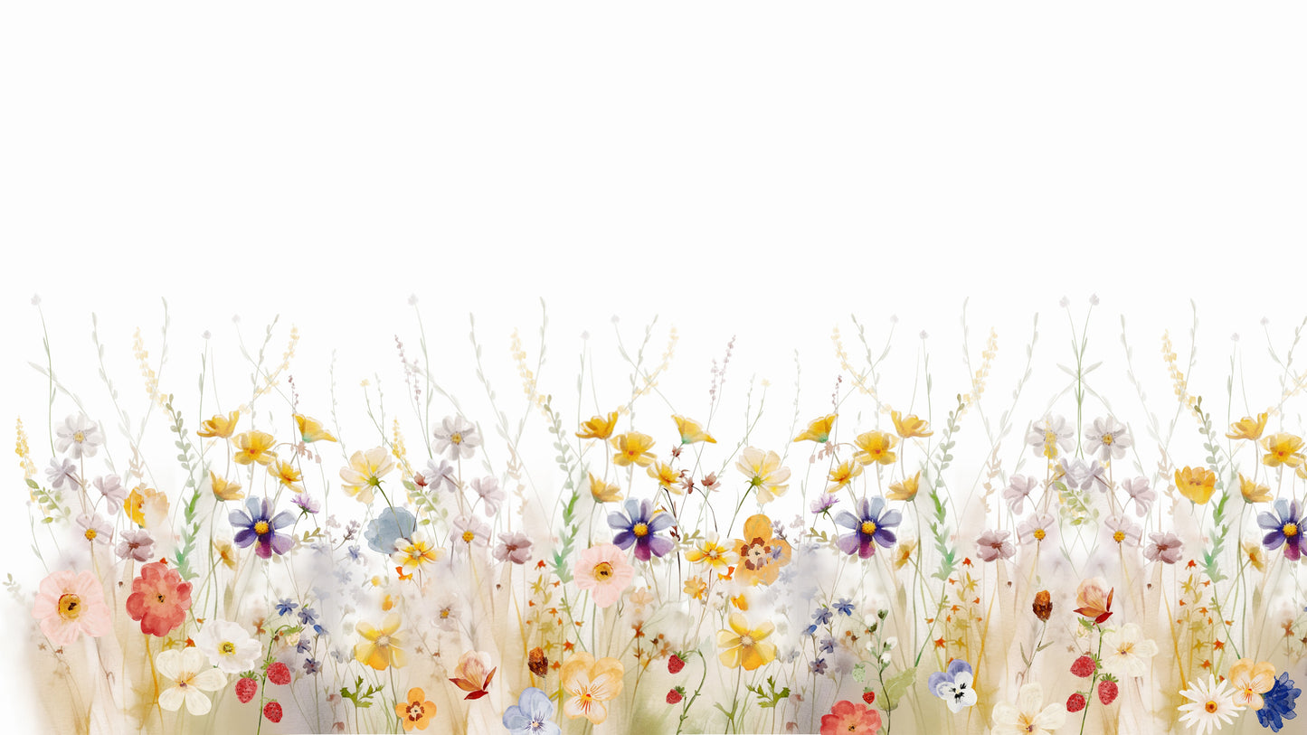 Peaceful wild meadow mural

