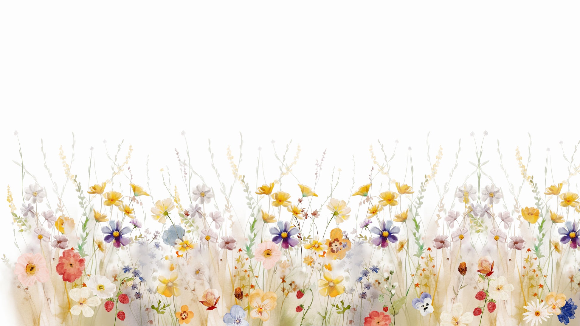 Peaceful wild meadow mural

