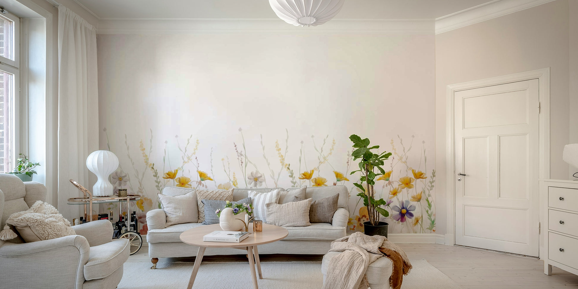 Nursery meadow wallpaper design

