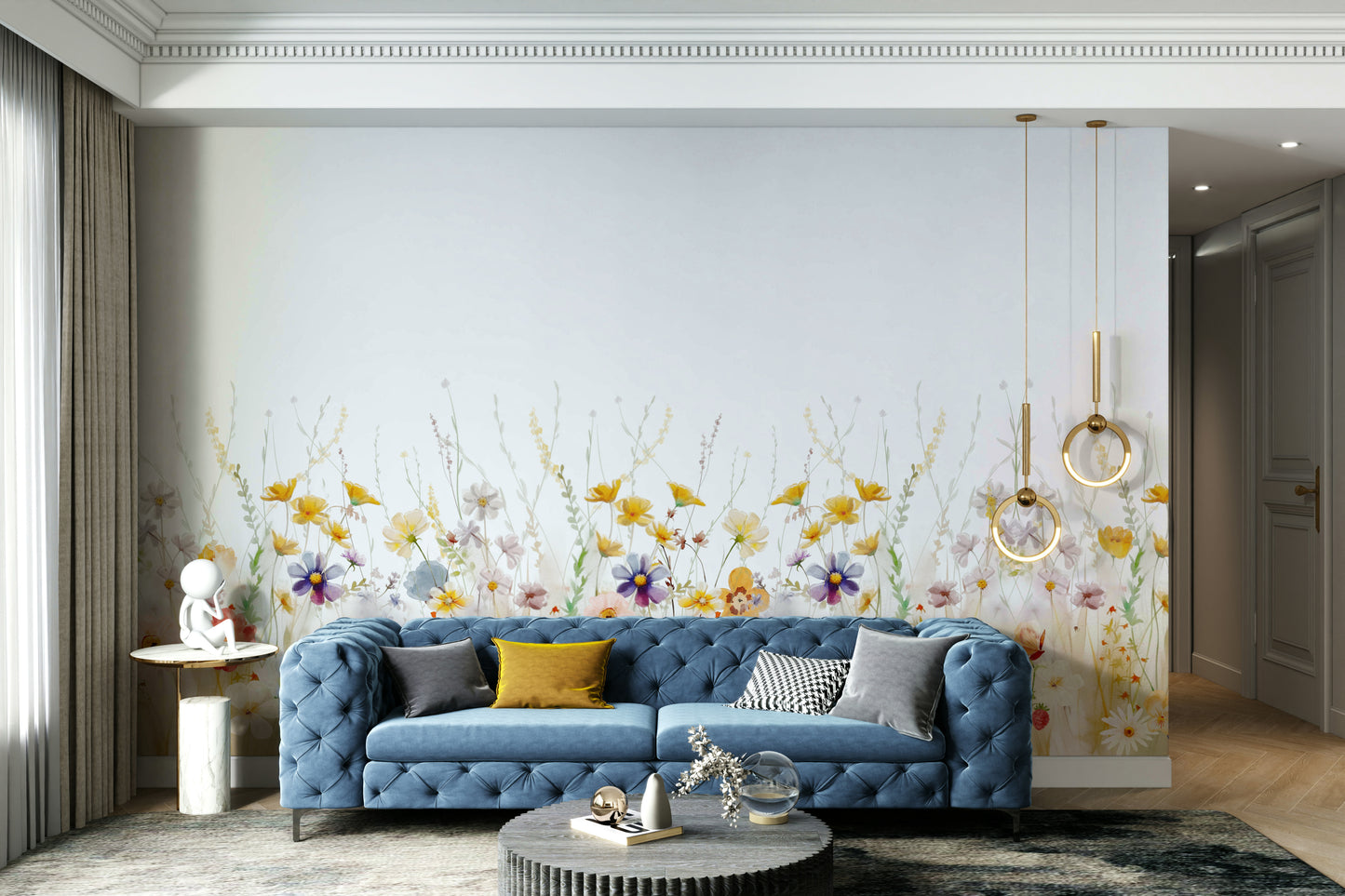 Playful wildflower mural design

