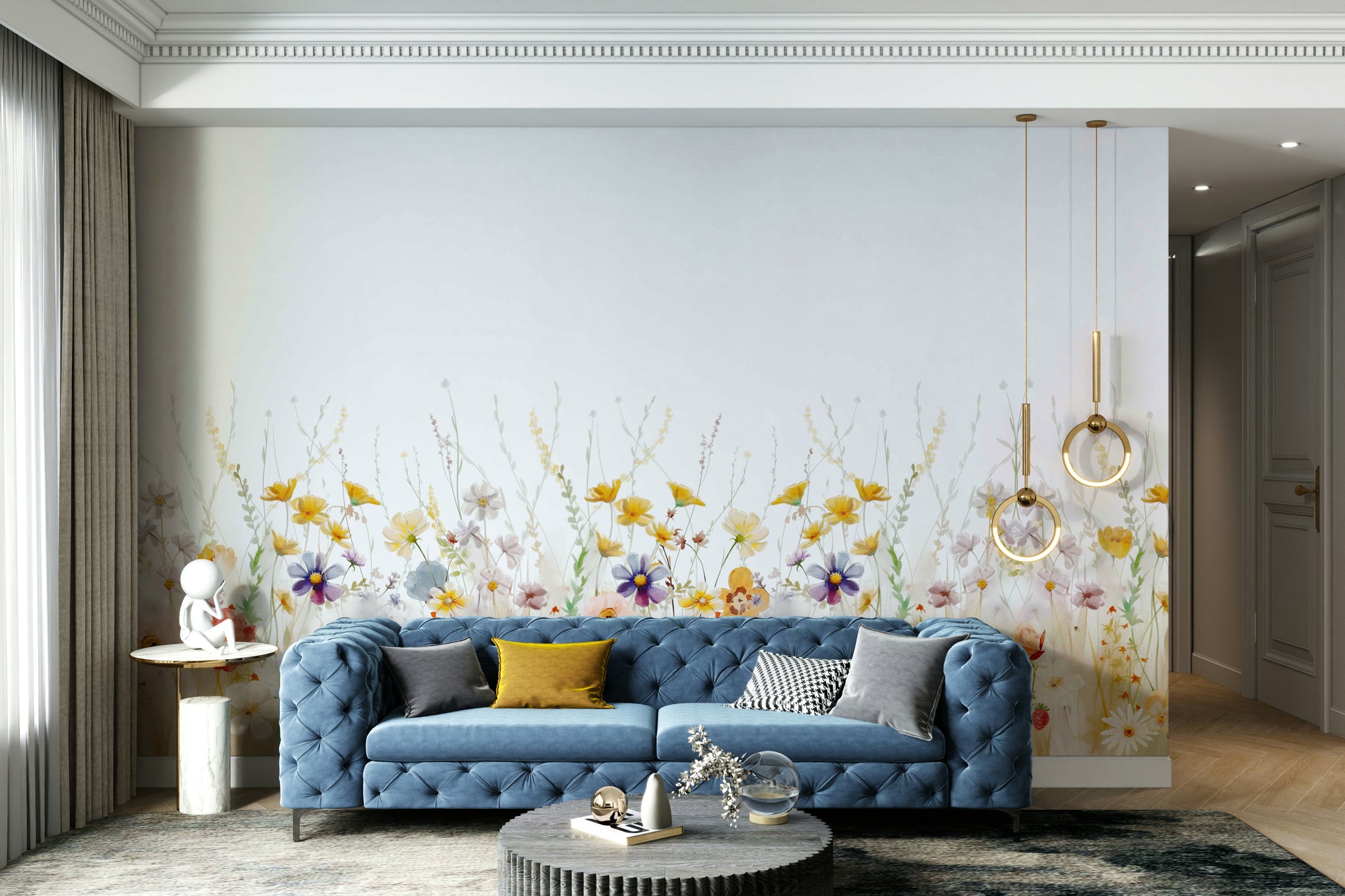 Playful wildflower mural design

