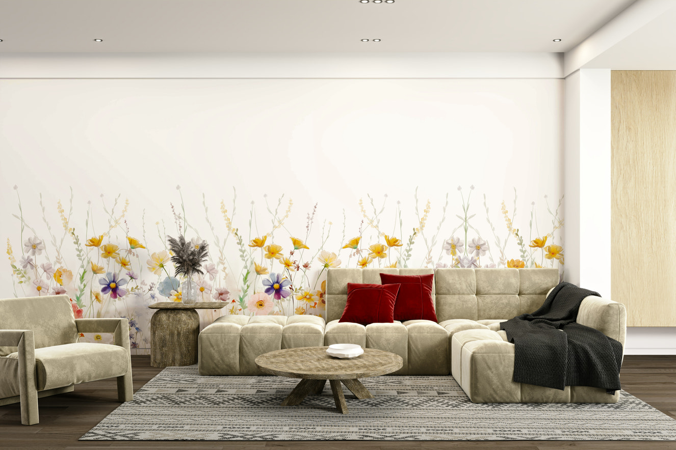 Whimsical Wildflower Meadow wall mural

