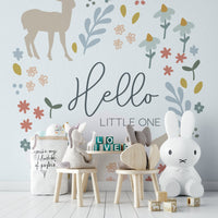 Gentle woodland animals mural for a peaceful nursery.


