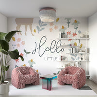 Woodland nursery wall mural for creating an enchanting space.

