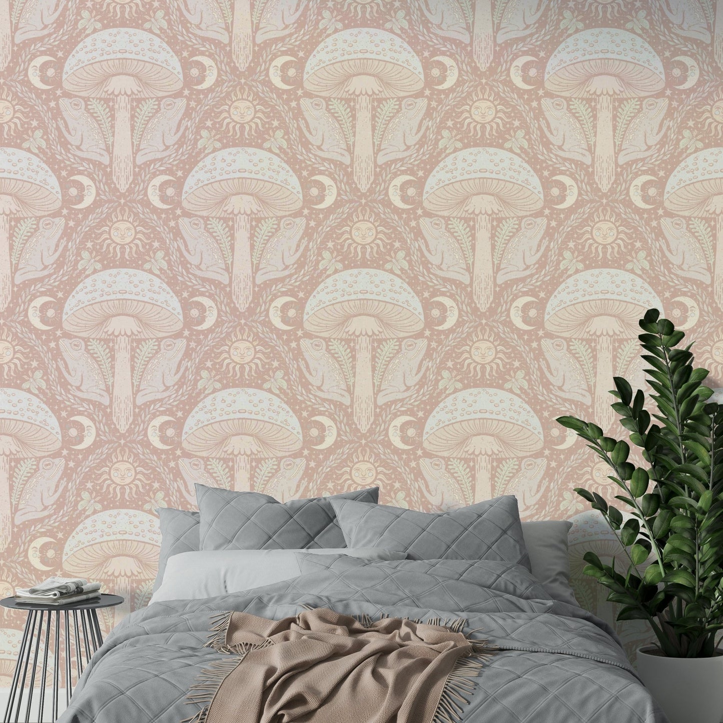 Toadstool wallpaper with dreamy gothic charm

