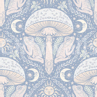 Whimsical gothic wallpaper with fungi illustrations

