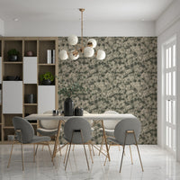 Dusky grey blossom wallpaper, serene wall covering option, Whispered Florals.