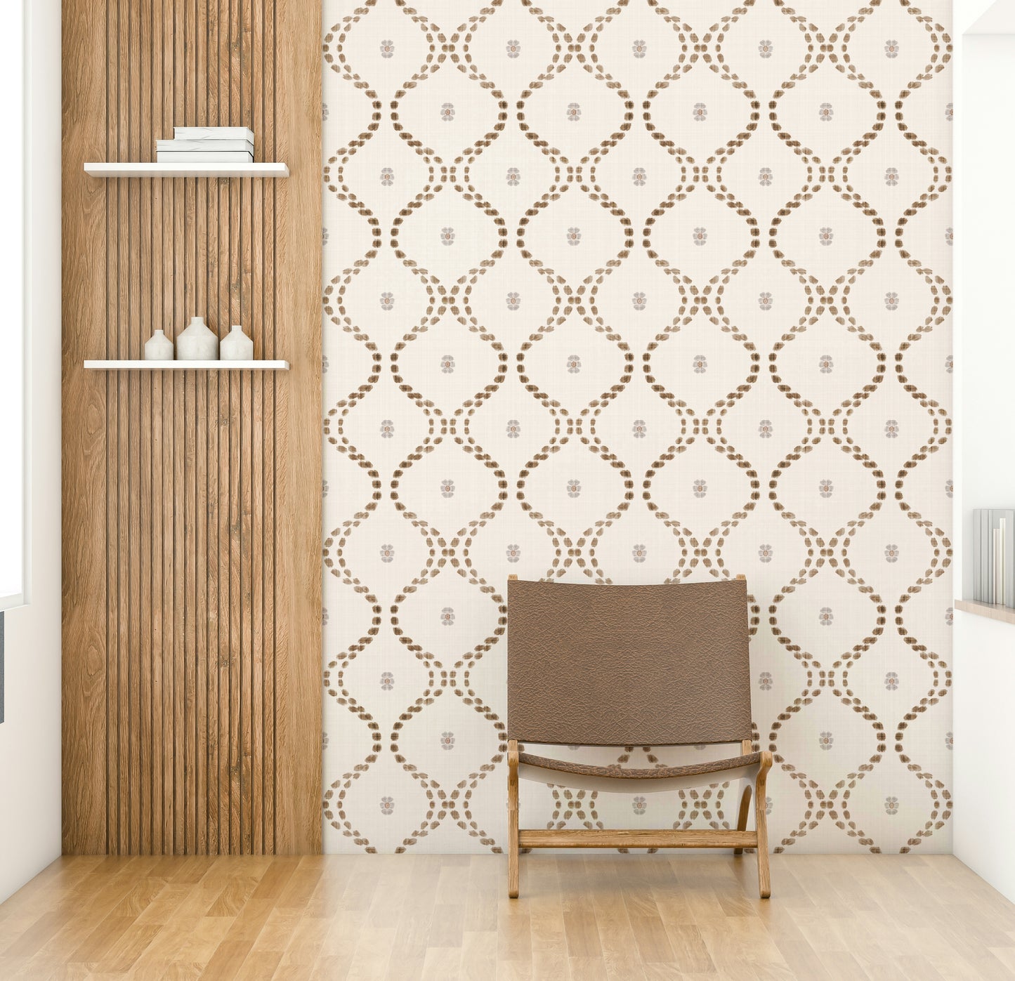 Calm and elegant Whispered Trails wallpaper in room

