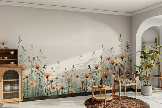 A wall mural of a cosmic landscape.

