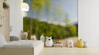 Gentle forest blur wall wallpaper
