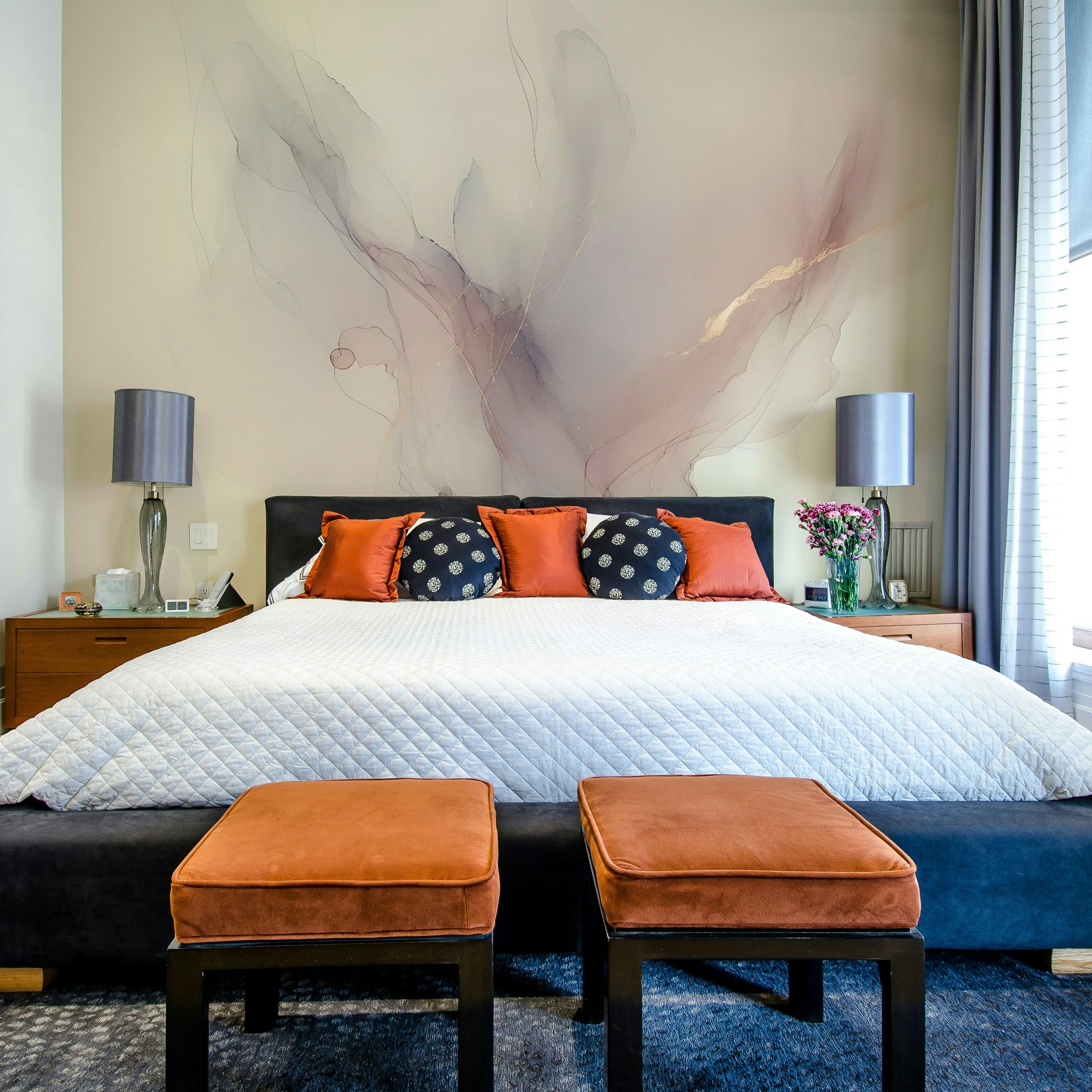 Simple artistic wall decor for a minimalist hallway or entryway.