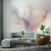 Calm atmospheric wall covering for a guest room with natural light.